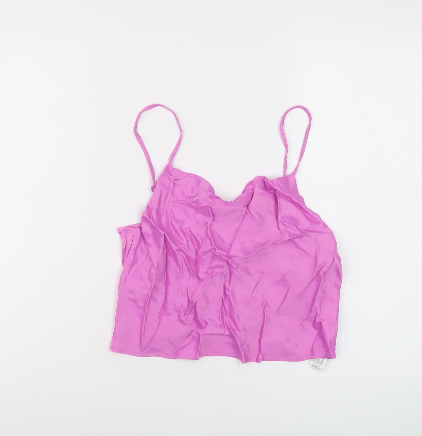 Zara Womens Pink Polyester Cropped Tank Size M Cowl Neck