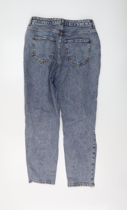 New Looj Womens Blue Cotton Mom Jeans Size 12 L26 in Regular Button