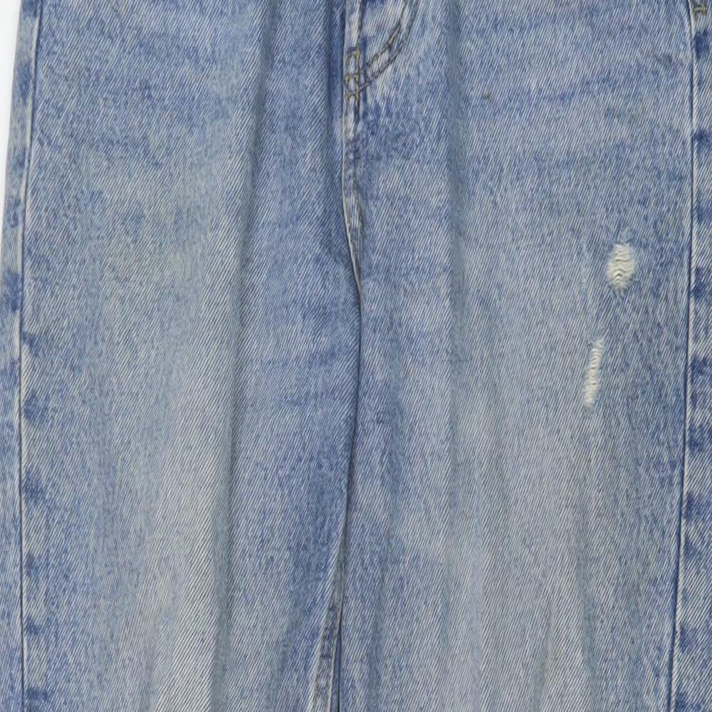 Stradivarius Womens Blue Cotton Mom Jeans Size 8 L26 in Regular Button