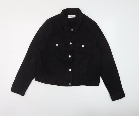 Mango Womens Black Jacket Size 2XL Button