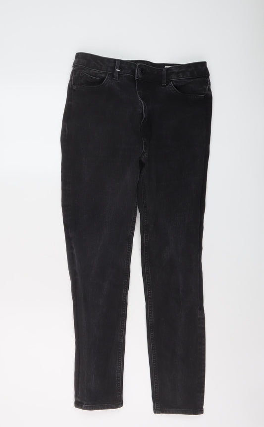 Marks and Spencer Womens Black Cotton Skinny Jeans Size 12 L26 in Regular Button
