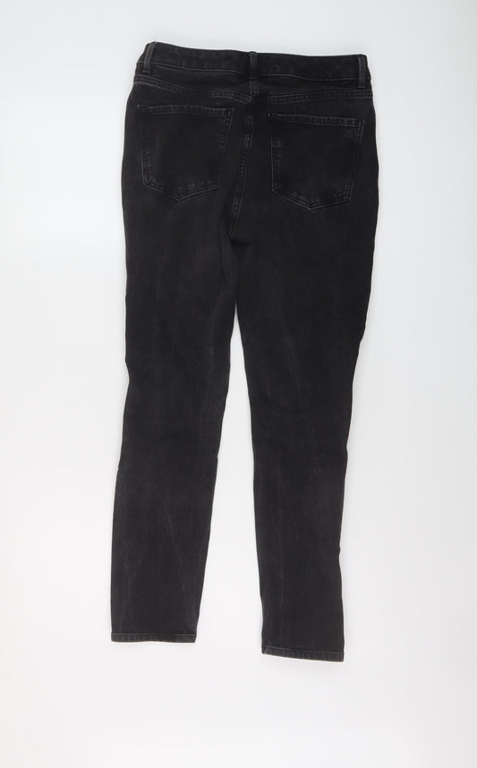 Marks and Spencer Womens Black Cotton Skinny Jeans Size 12 L26 in Regular Button