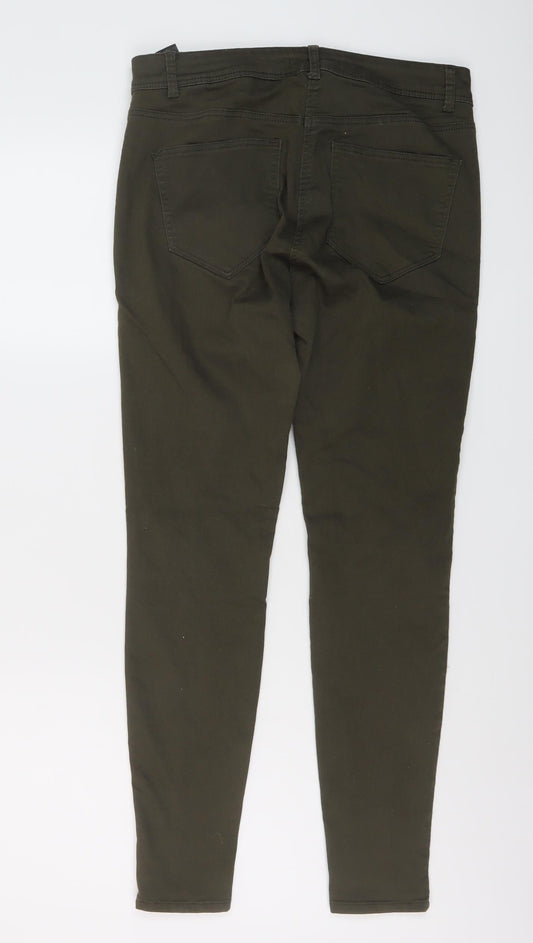 Marks and Spencer Womens Green Cotton Skinny Jeans Size 12 L27 in Regular Button