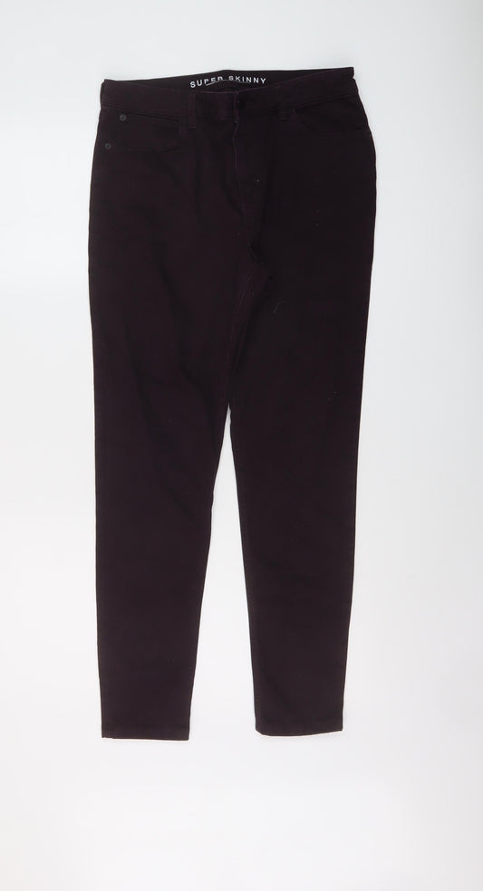 Marks and Spencer Womens Purple Cotton Skinny Jeans Size 12 L28 in Regular Button