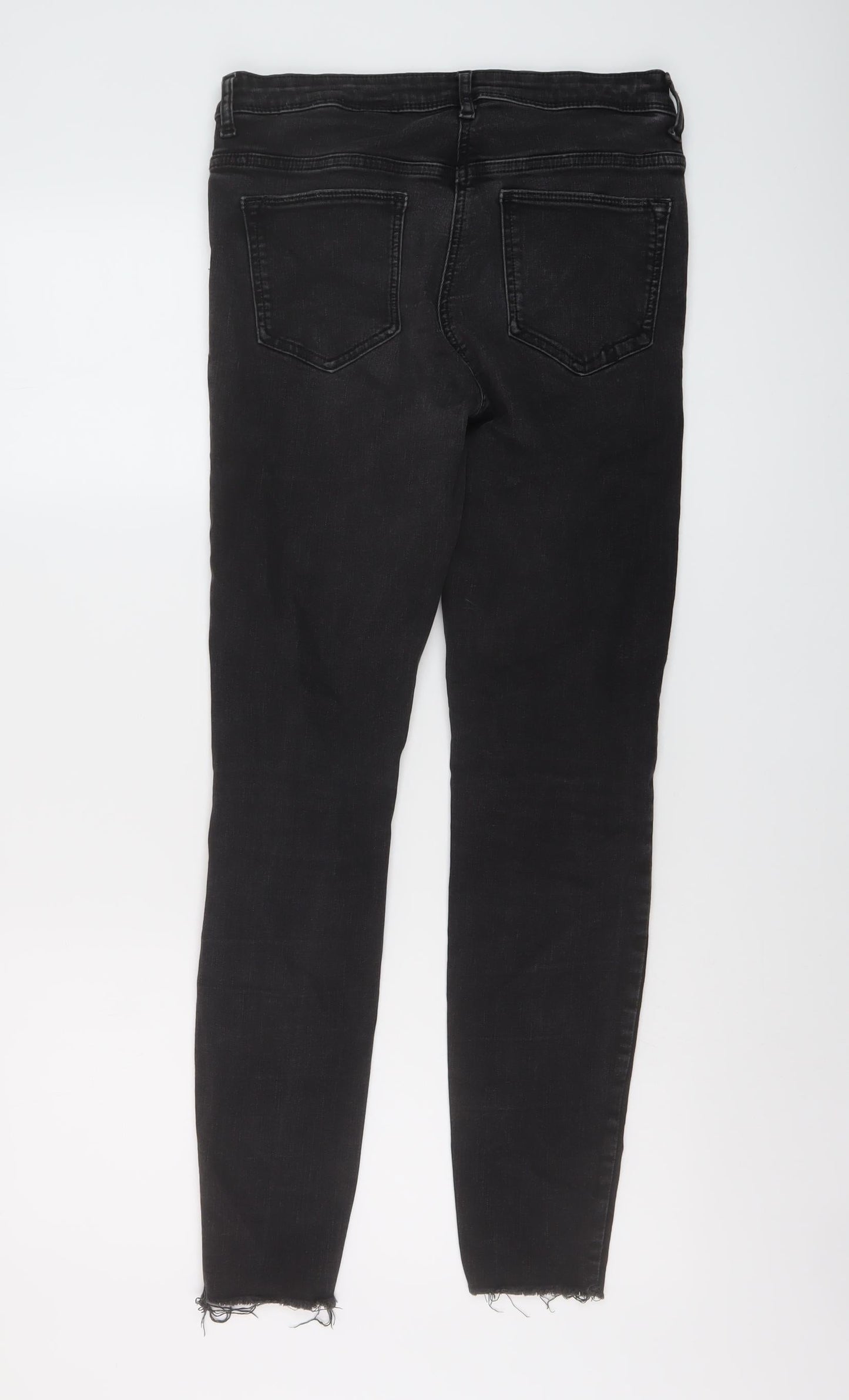 NEXT Womens Black Cotton Skinny Jeans Size 10 L28 in Regular Button