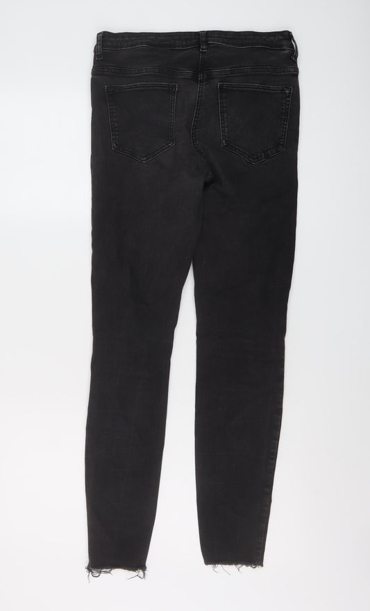 NEXT Womens Black Cotton Skinny Jeans Size 10 L28 in Regular Button