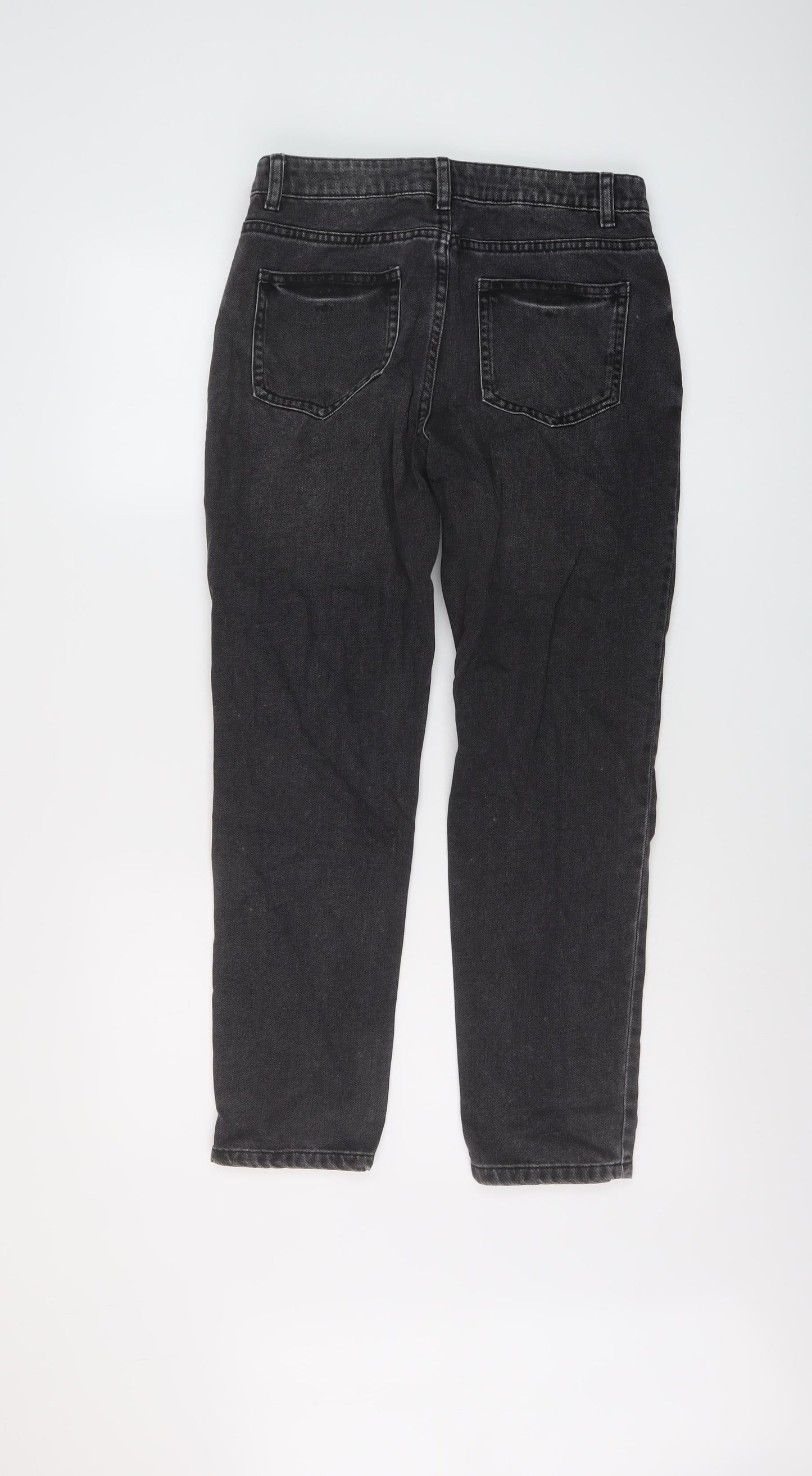 Marks and Spencer Girls Green Cotton Straight Jeans Size 13-14 Years Regular Button