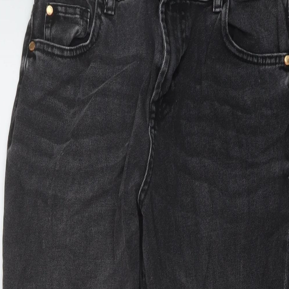 Marks and Spencer Girls Green Cotton Straight Jeans Size 13-14 Years Regular Button