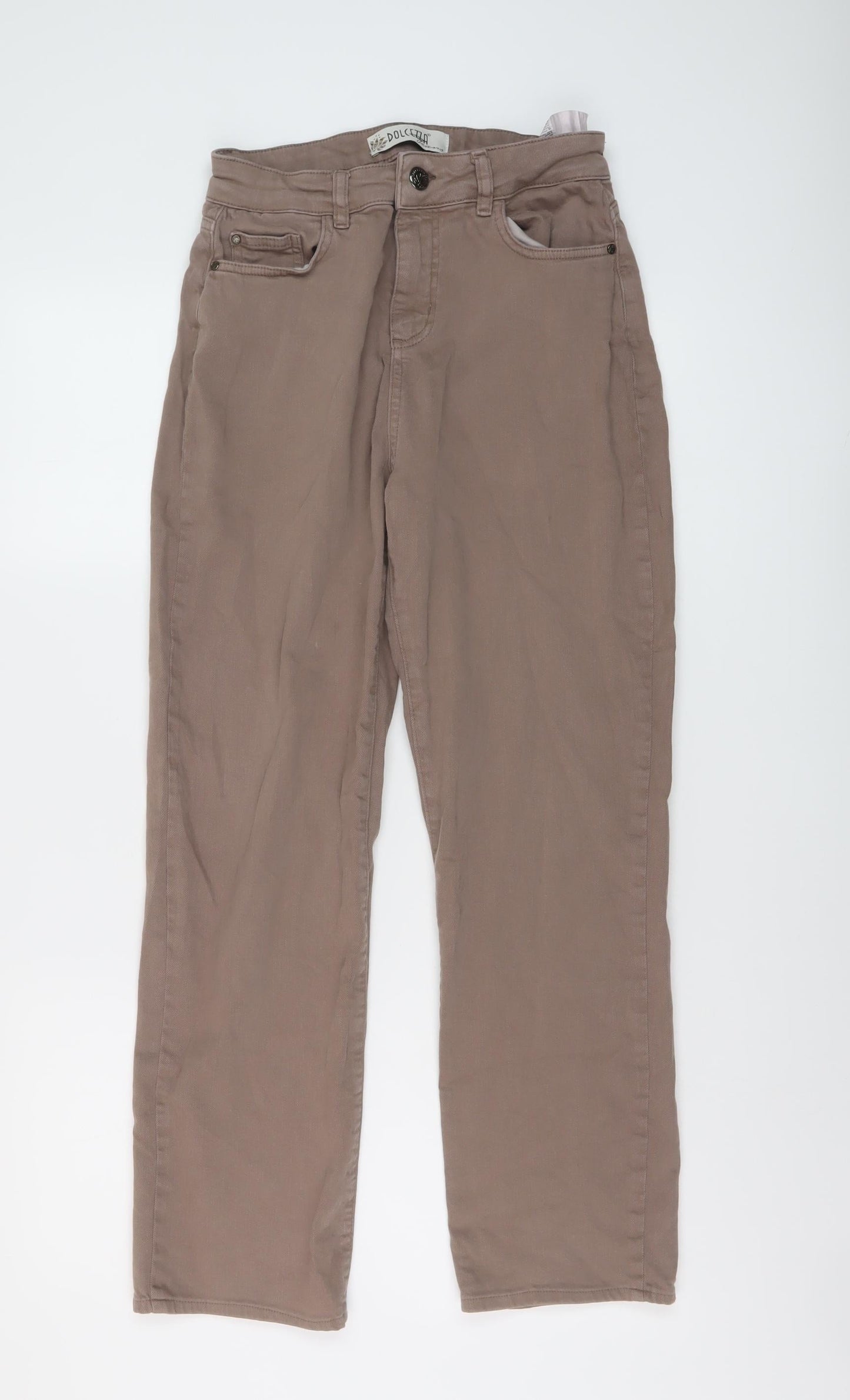 Dolcezza Womens Brown Cotton Straight Jeans Size 8 L27 in Regular Button