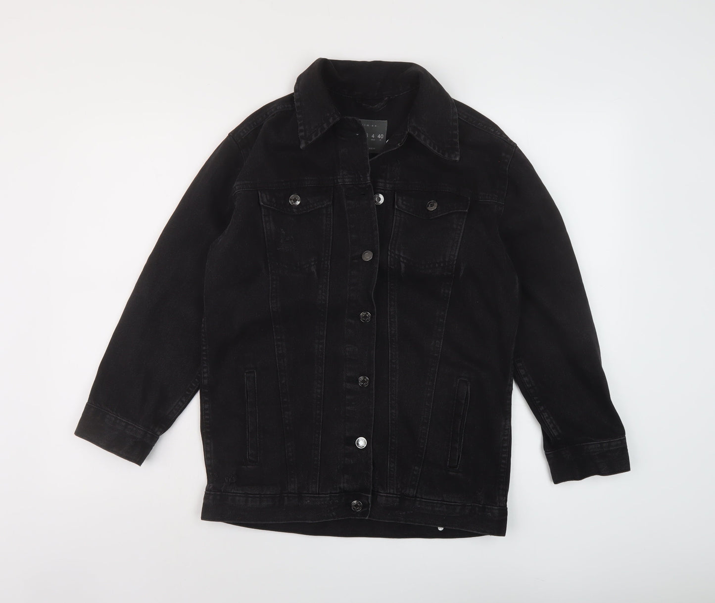 Denim & Co. Womens Black Jacket Size 8 Button