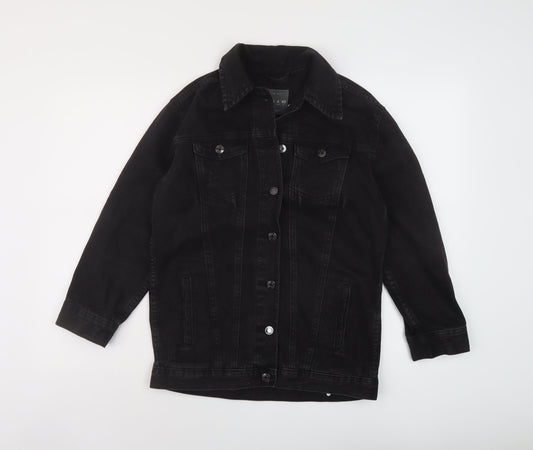 Denim & Co. Womens Black Jacket Size 8 Button