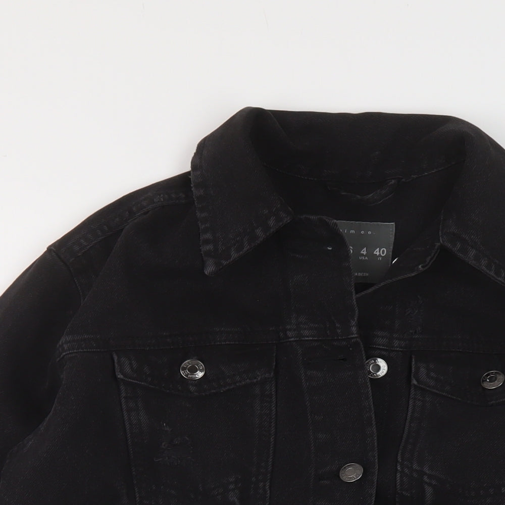 Denim & Co. Womens Black Jacket Size 8 Button