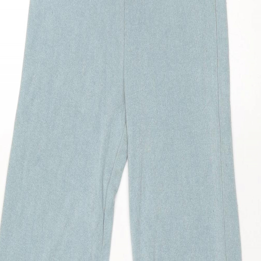 Zara Womens Blue Viscose Trousers Size S L34 in Regular