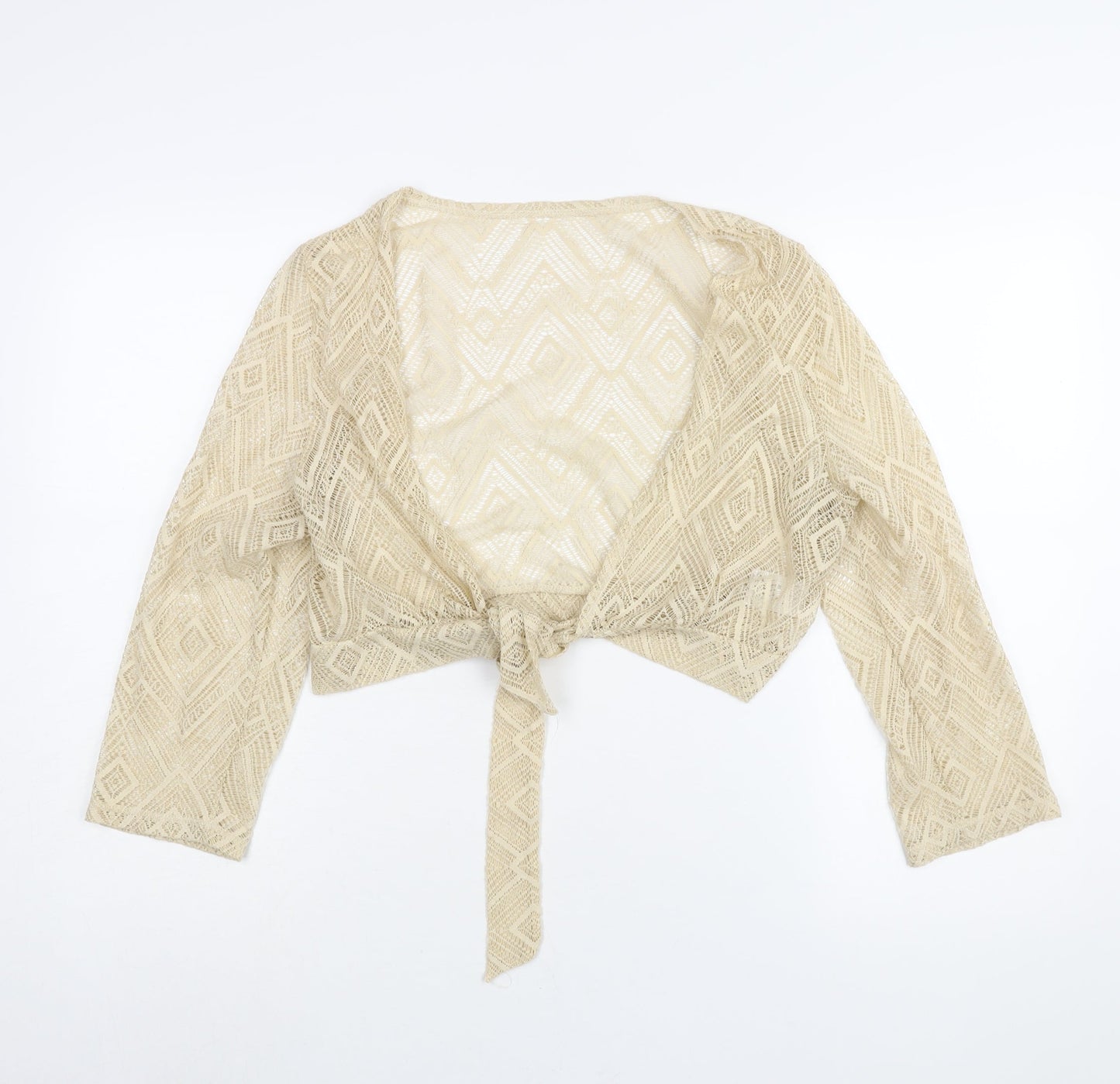 NEXT Womens Beige V-Neck Polyester Shrug Jumper Size 20