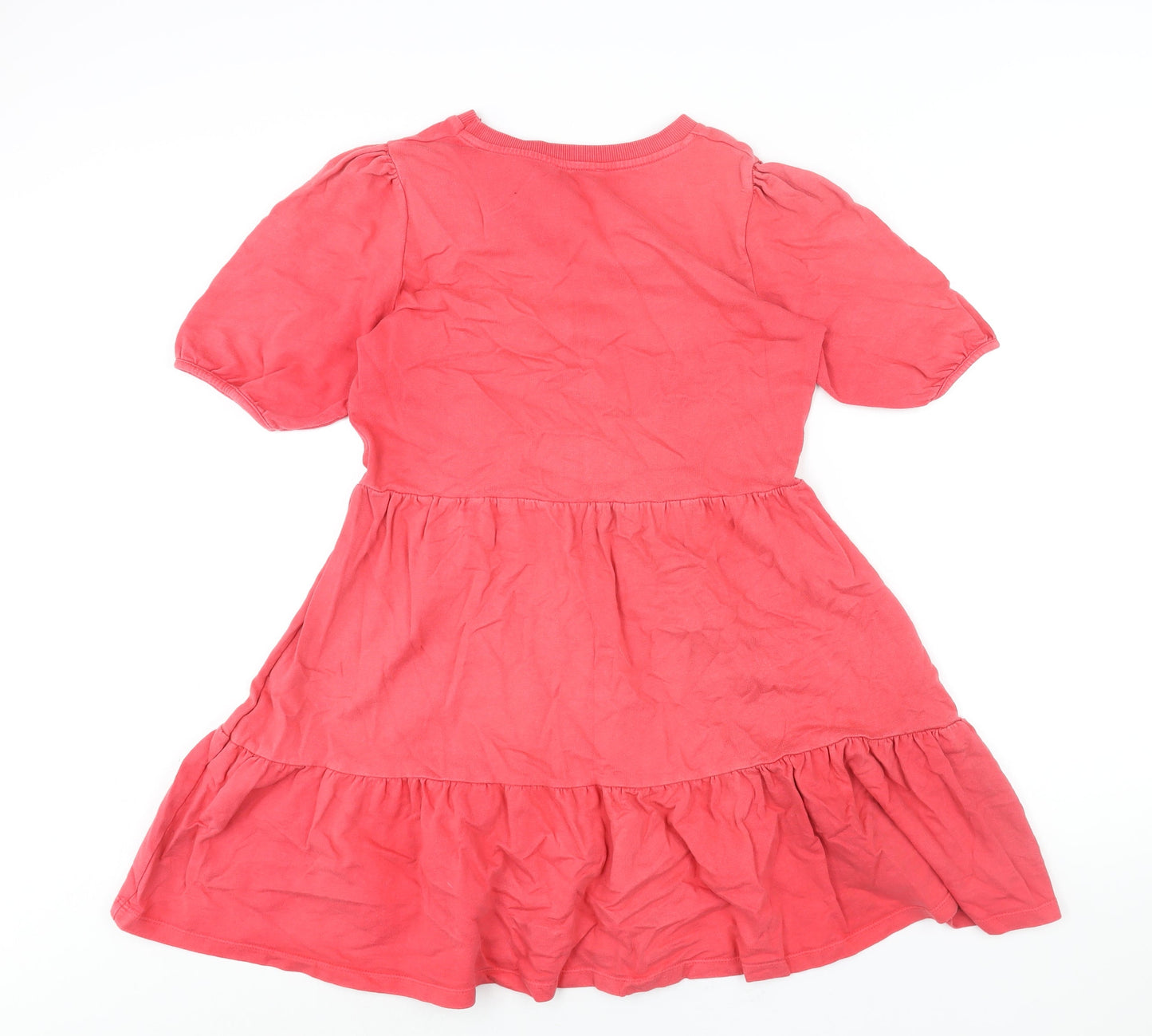 New Look Womens Pink Cotton A-Line Size 10 Round Neck Pullover - Smocked