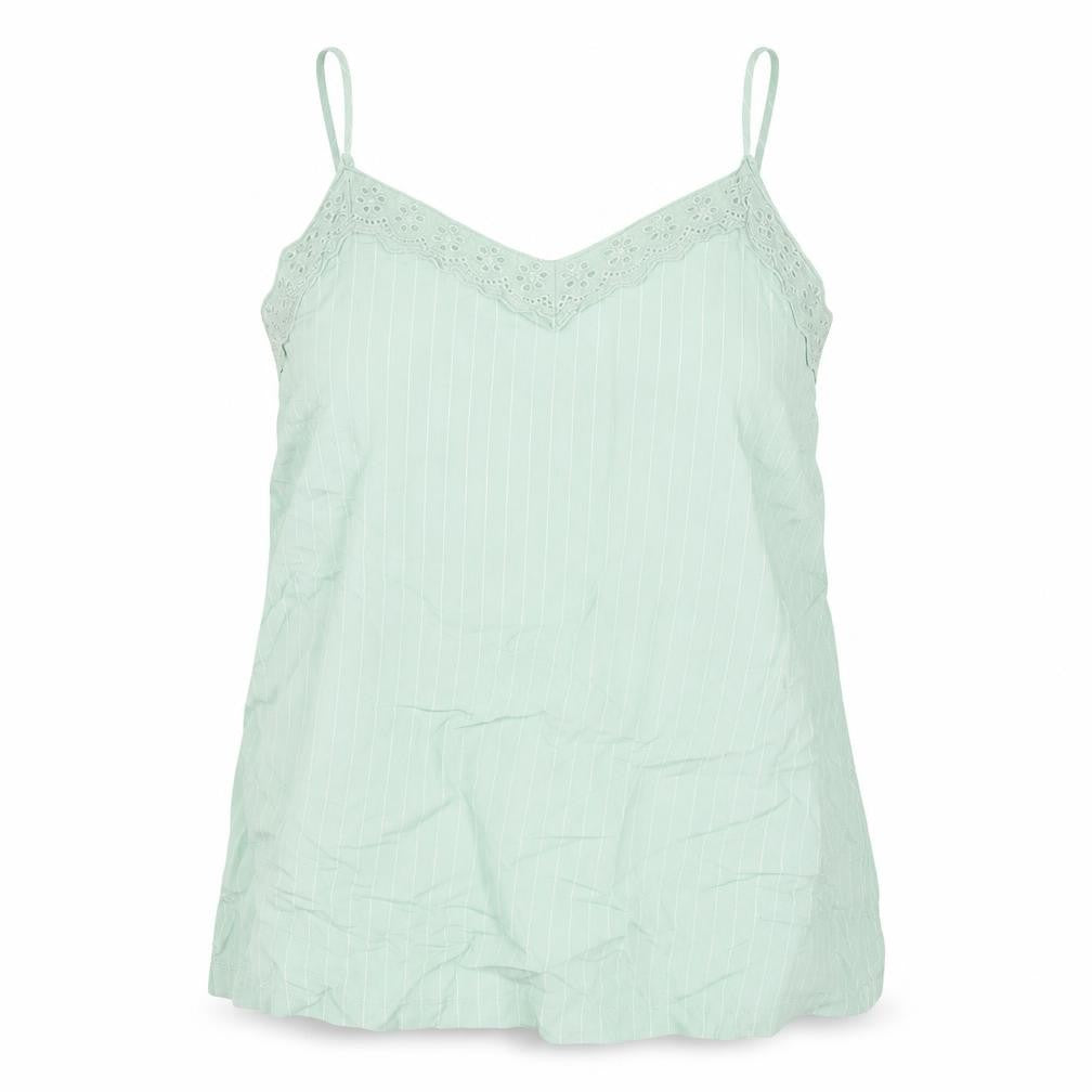 Marks and Spencer Womens Green Striped Viscose Camisole Blouse Size 6 V-Neck - Lace Trim