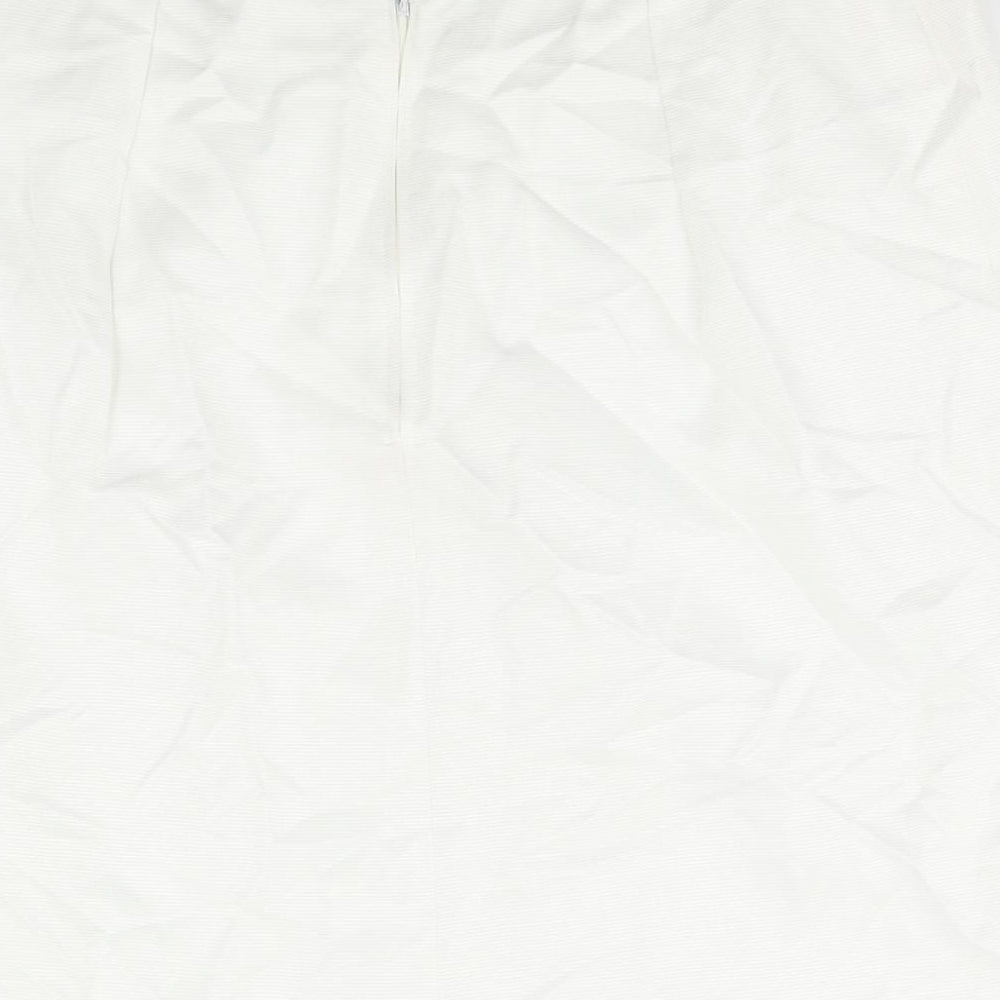 Lady F Womens White Viscose Straight & Pencil Skirt Size 16 Zip - Vented