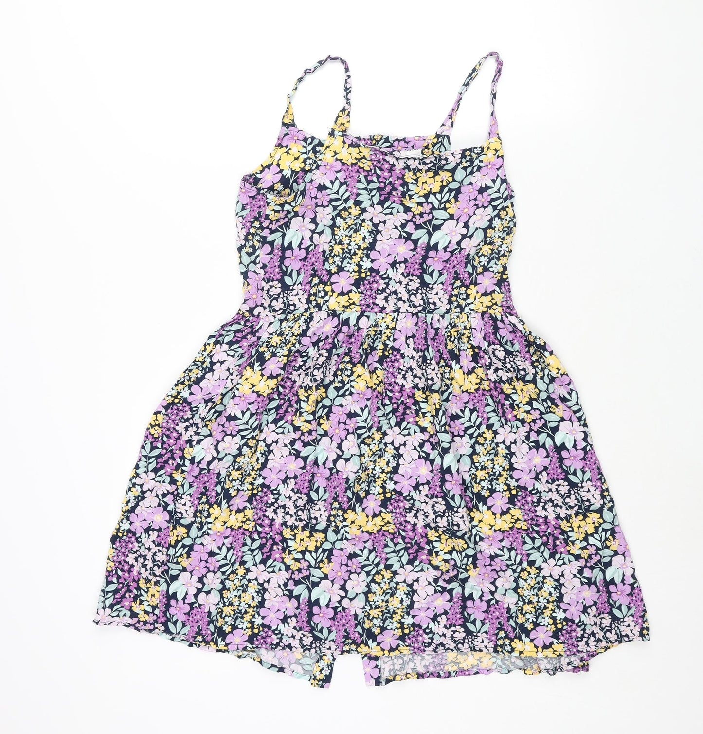 Anko Girls Multicoloured Floral Viscose A-Line Size 14 Years Scoop Neck Button