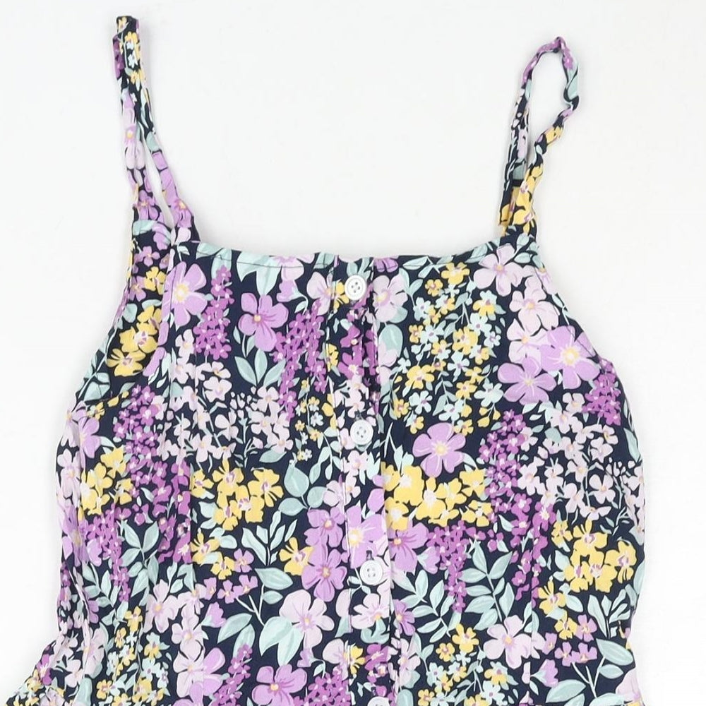 Anko Girls Multicoloured Floral Viscose A-Line Size 14 Years Scoop Neck Button