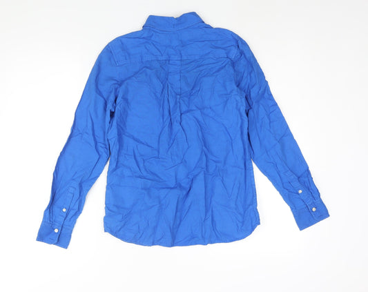 Gap Womens Blue Cotton Basic Button-Up Size XS Collared