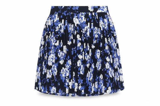 Jack Wills Womens Blue Floral Polyester Pleated Skirt Size 8 Zip