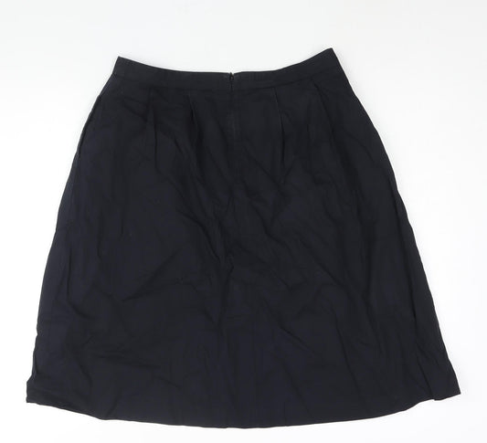 Lands' End Womens Blue Cotton A-Line Skirt Size 6 Zip