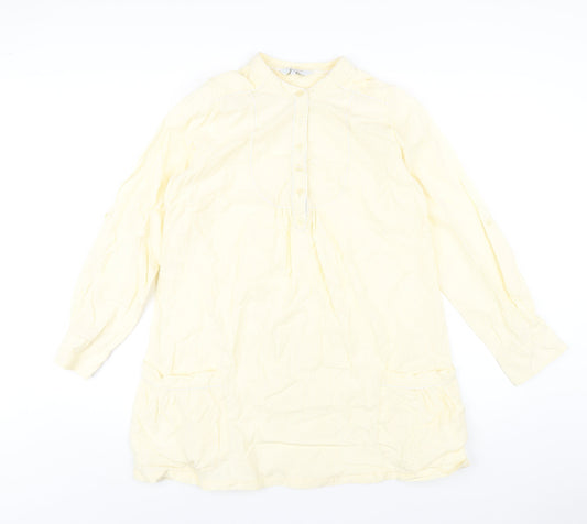 mamas & papas Womens Yellow Striped Cotton Basic T-Shirt Size 14 Round Neck