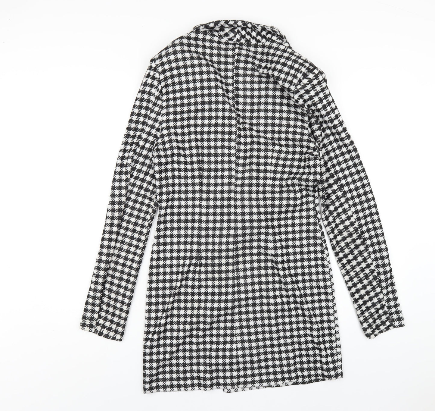 ASOS Womens Black Check Polyester Jacket Dress Size 12 Collared Button