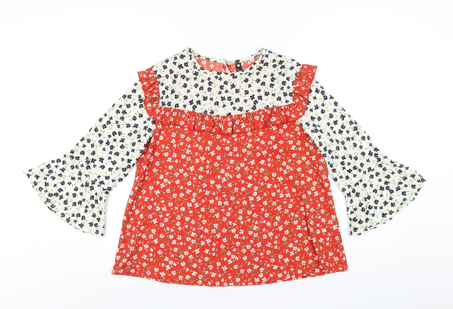 Influence Womens Multicoloured Floral Polyester Basic T-Shirt Size 10 Round Neck