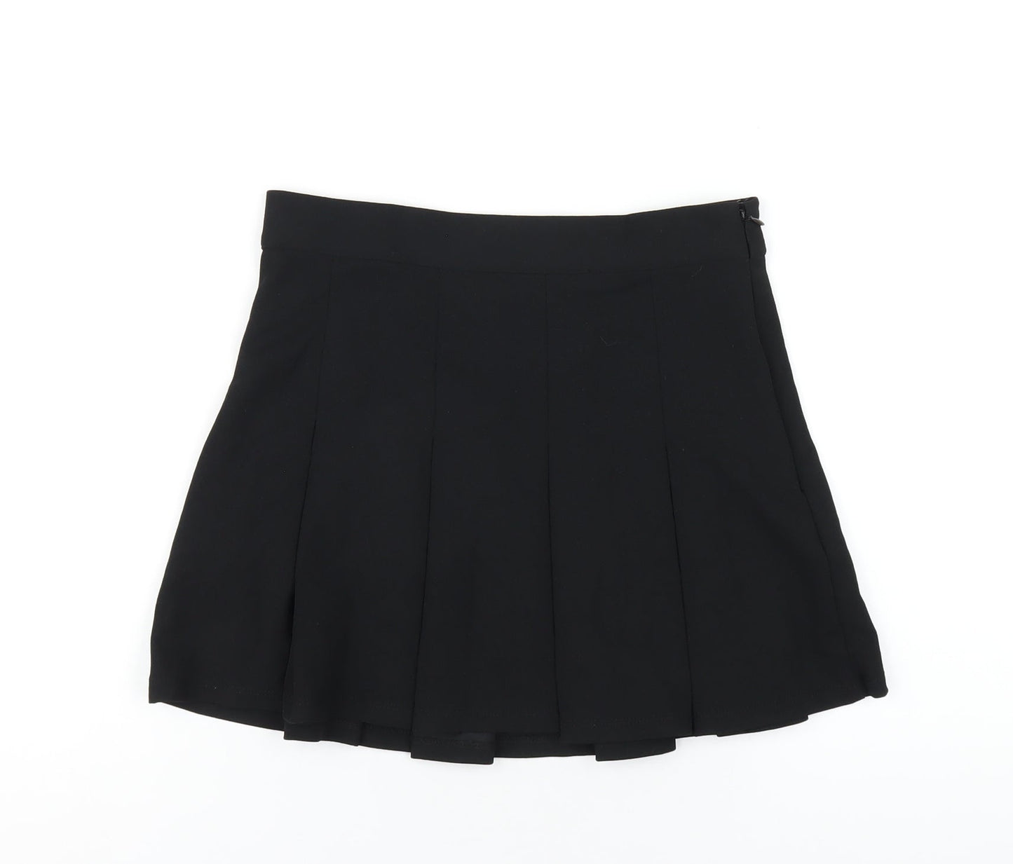 Mango Womens Black Polyester Pleated Skirt Size S Zip