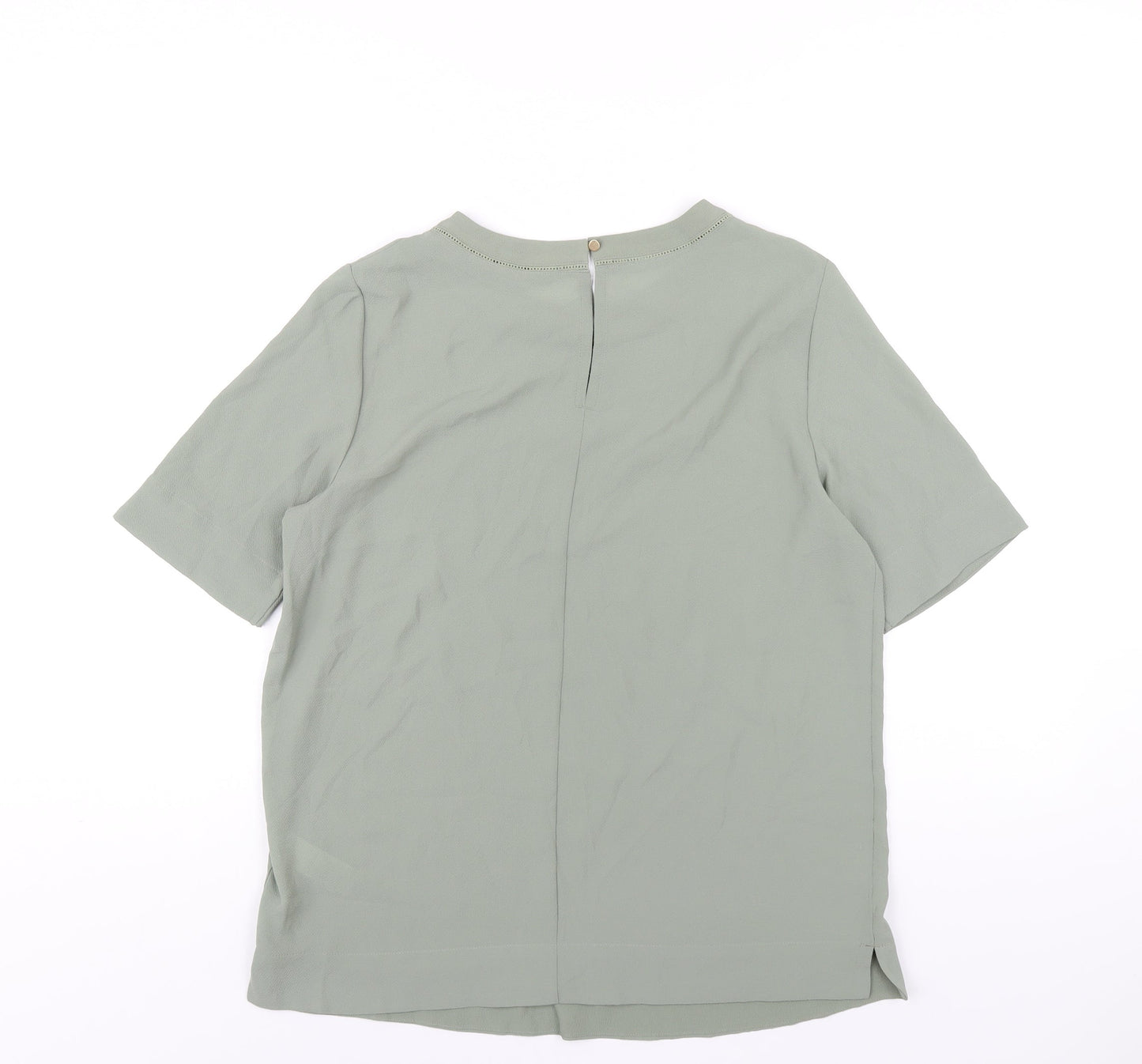 Marks and Spencer Womens Green Polyester Basic T-Shirt Size 10 Round Neck