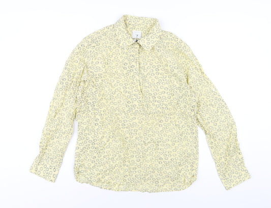 Gap Womens Yellow Geometric Cotton Basic T-Shirt Size S Collared