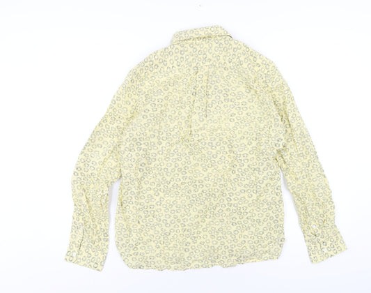 Gap Womens Yellow Geometric Cotton Basic T-Shirt Size S Collared