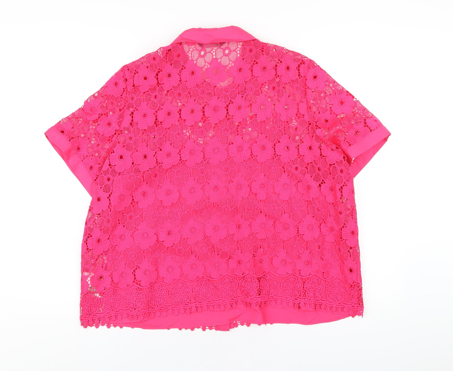 Marks and Spencer Womens Pink Polyester Basic Button-Up Size 16 Collared