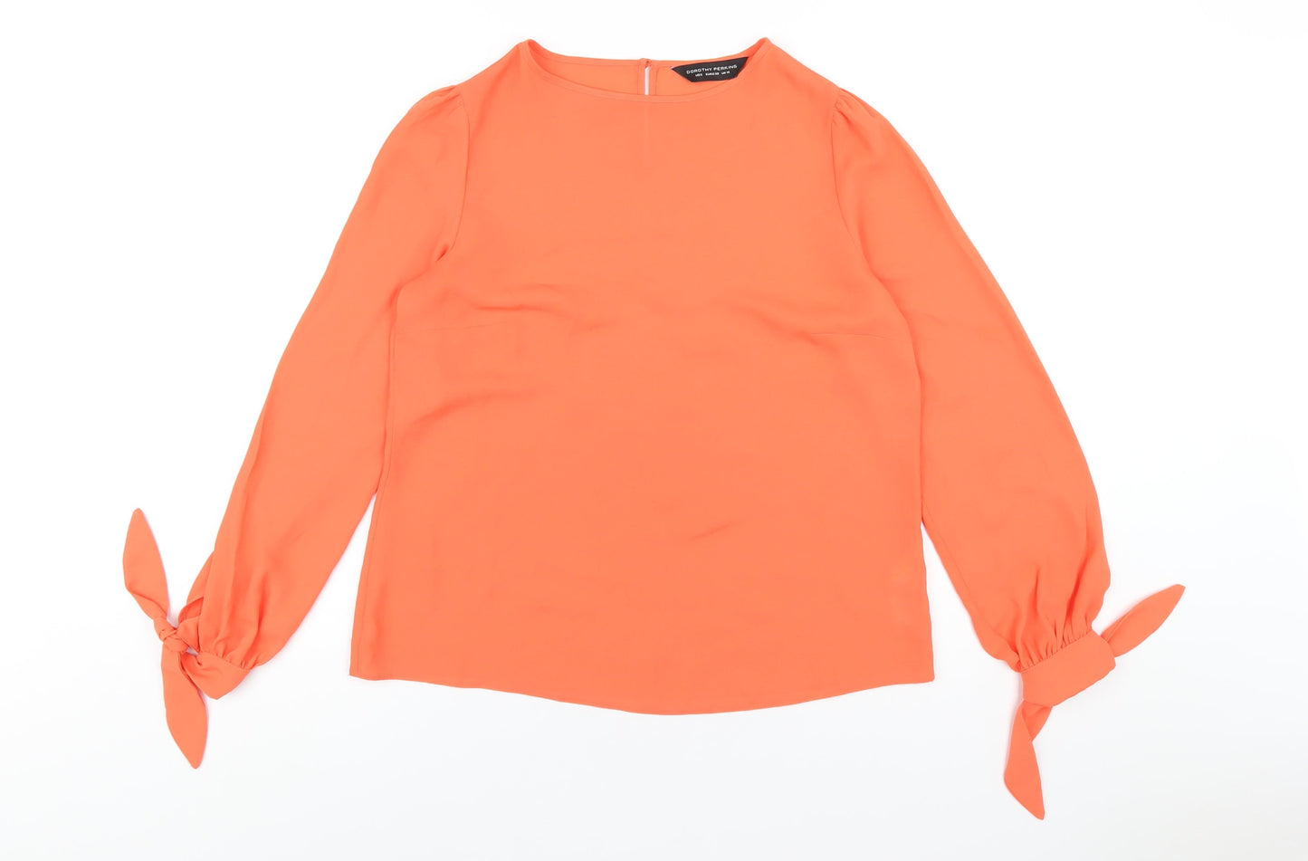 Dorothy Perkins Womens Orange Polyester Basic Blouse Size 10 Round Neck