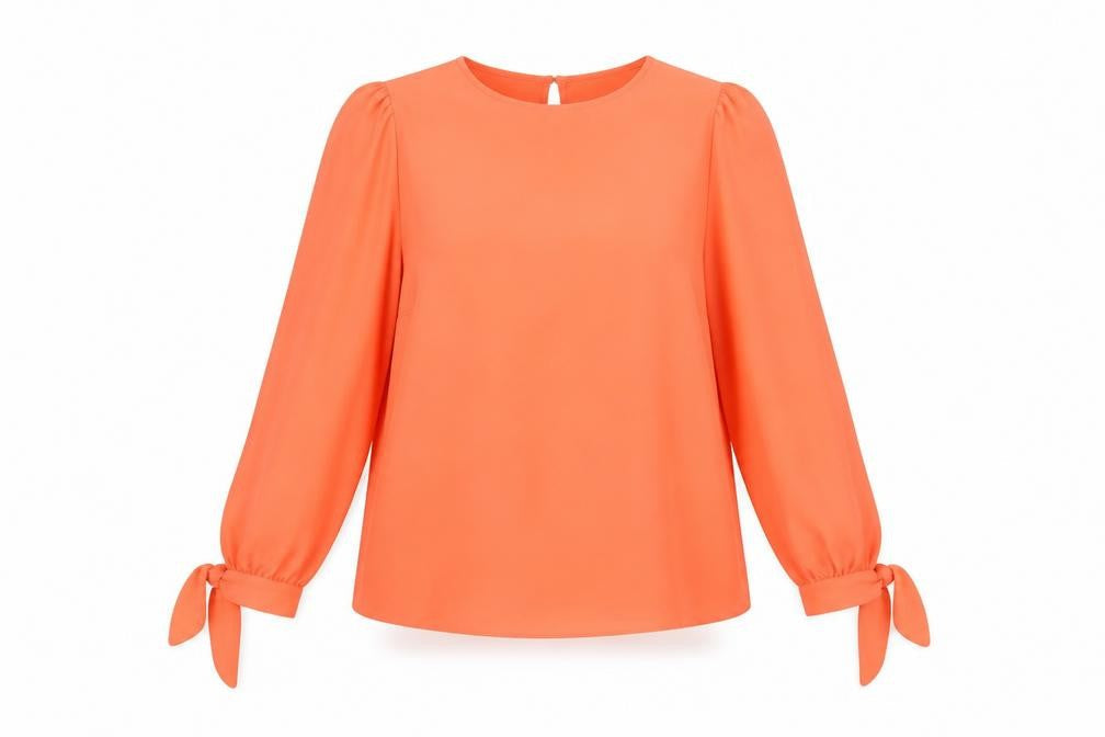 Dorothy Perkins Womens Orange Polyester Basic Blouse Size 10 Round Neck
