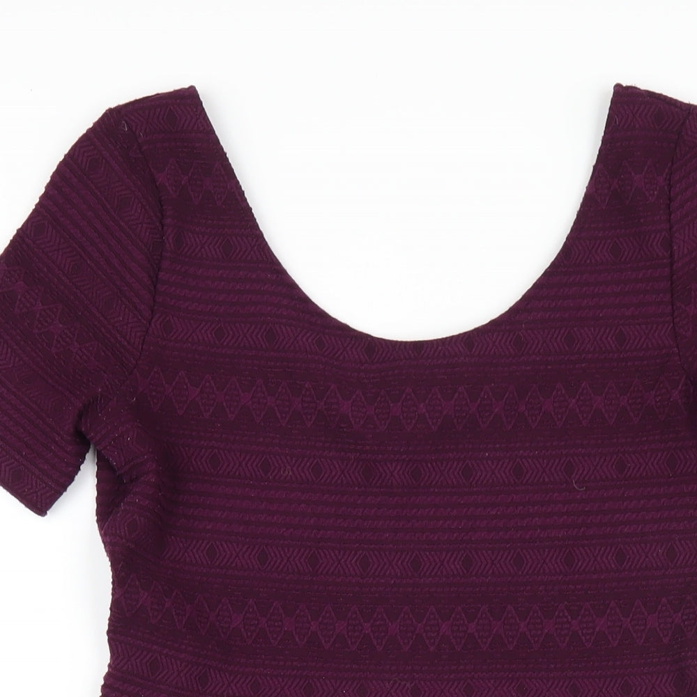 H&M Womens Purple Polyester A-Line Size M Scoop Neck Pullover