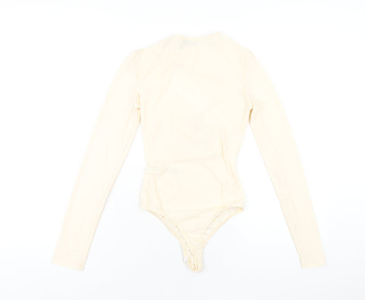 ASOS Womens Ivory Polyester Bodysuit One-Piece Size 6 Snap