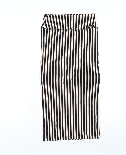River Island Womens Black Striped Viscose Straight & Pencil Skirt Size 8