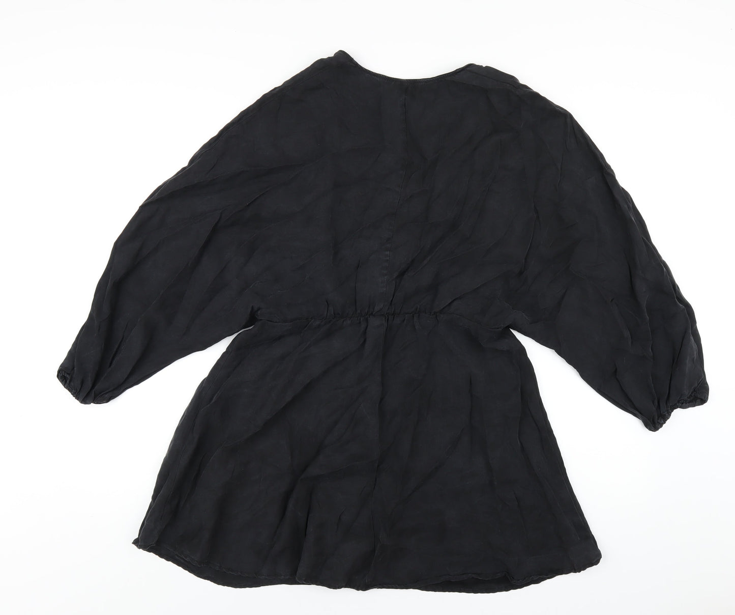 Zara Womens Black Polyester A-Line Size M V-Neck Pullover