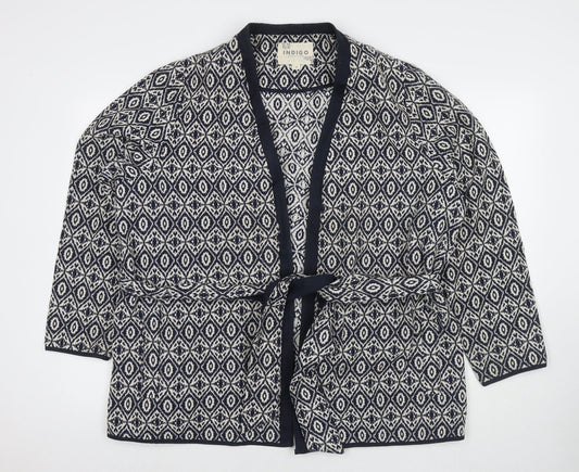 Marks and Spencer Womens Blue Geometric Jacket Blazer Size 20 Tie