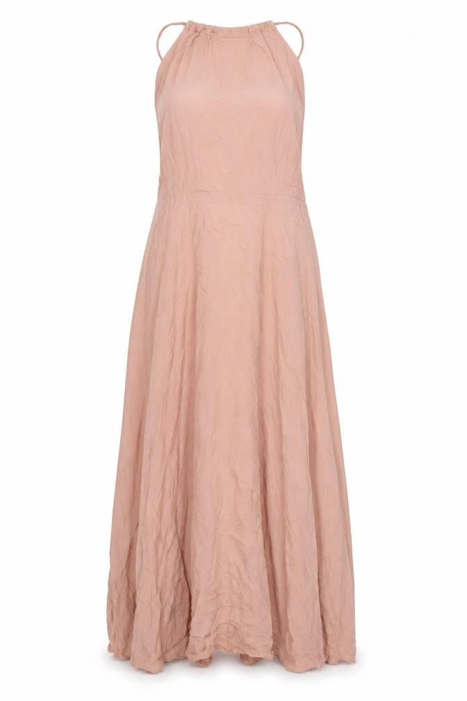 Front view of ASOS women’s beige viscose maxi, size UK 12, square neck zip