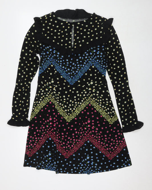 NEXT Womens Multicoloured Floral Viscose Fit & Flare Size 14 Round Neck Pullover