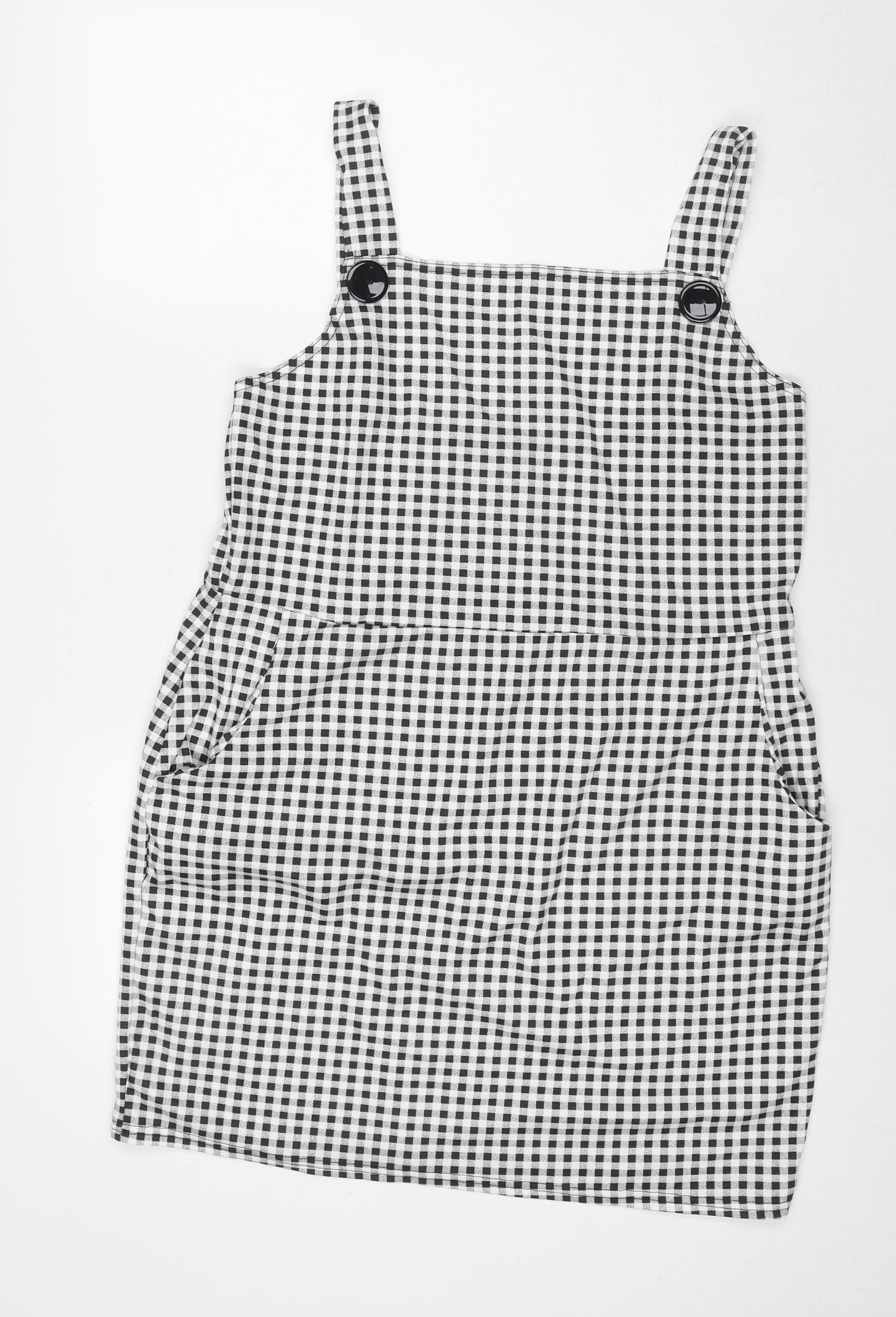 Select Womens Black Check Polyester Tank Dress Size 18 Square Neck Pullover