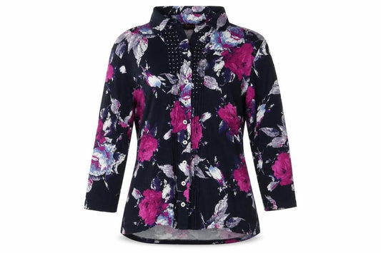 Womens UK Size L Anna Rose Black Viscose Button-Up