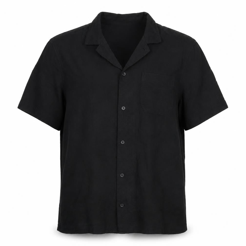 Marks and Spencer Womens Black Cotton Basic Button-Up Size L Collared