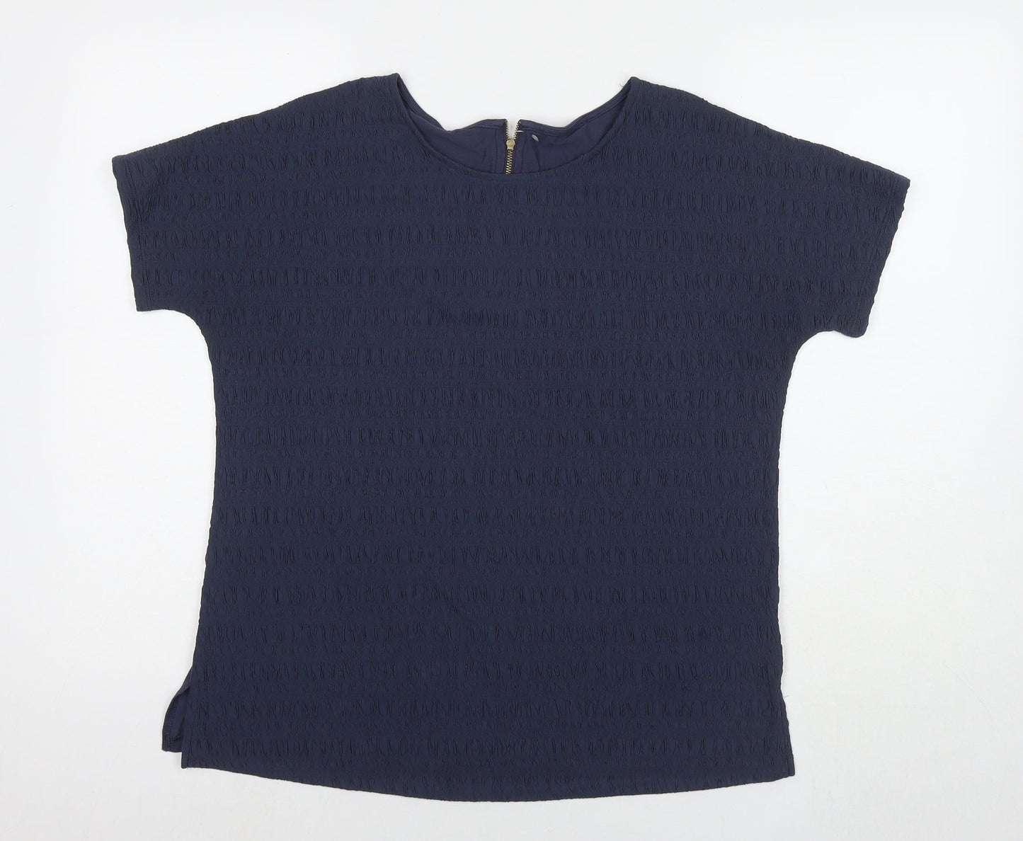 Marks and Spencer Womens Blue Viscose Basic T-Shirt Size 12 Round Neck