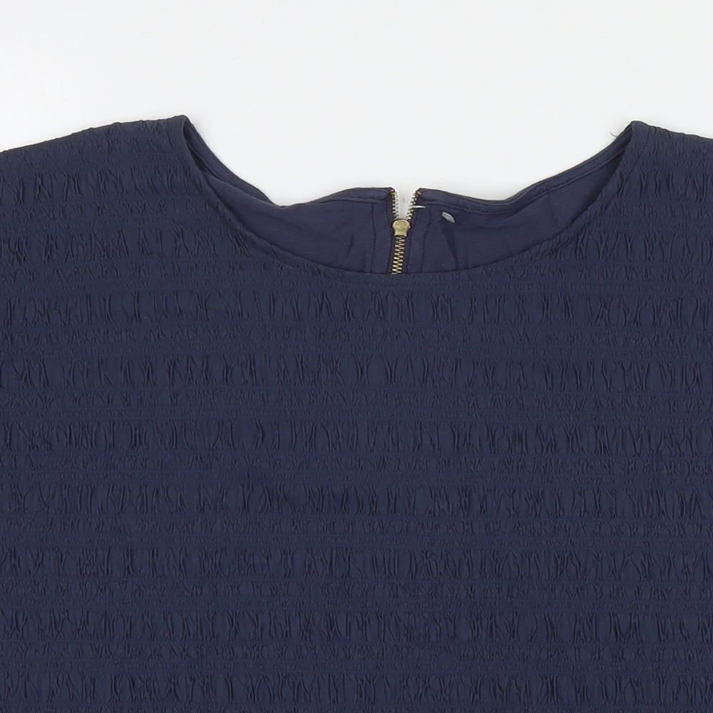 Marks and Spencer Womens Blue Viscose Basic T-Shirt Size 12 Round Neck