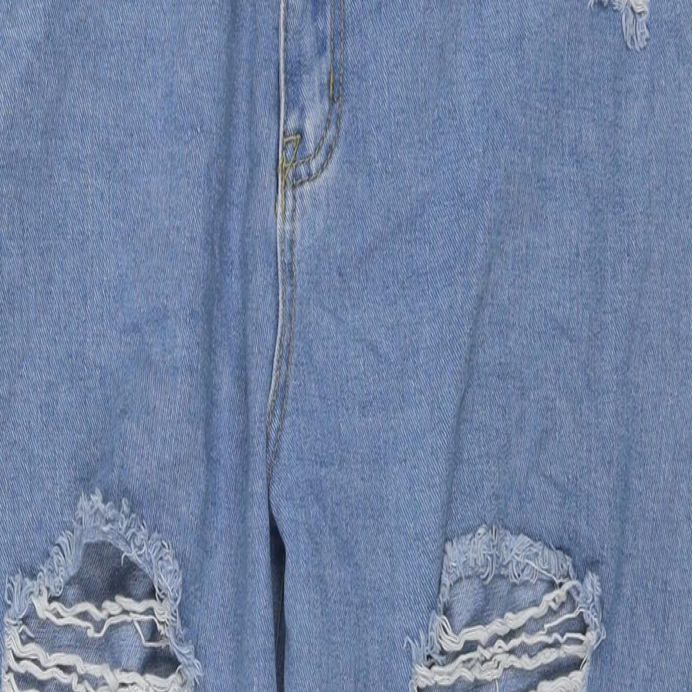 Boohoo Womens Blue Cotton Mom Jeans Size 16 L28 in Regular Zip