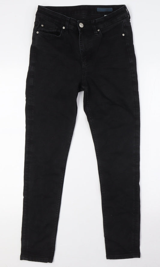 Marks and Spencer Womens Black Cotton Skinny Jeans Size 10 L28 in Regular Button